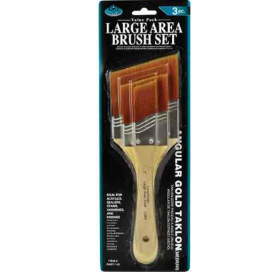Royal Langnickel 3 Pack Angular Golden Taklon Short Handle Large Area Brush Set - 1 Inch,2 Inch,3 Inch