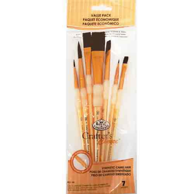 Royal & Langnickel Crafters Choice Rubber Grip Brush Set - (7 Pieces) Synthetic Camel Variety  RCC 420