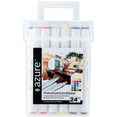 Royal Langnickel Azure Dual-Tip Alcohol Marker Set - 24pc Basic RM-BAS24