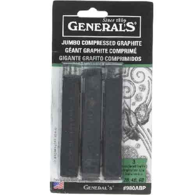 General's Jumbo Compressed Graphite Stick Set - (3 Pack) Assortment   980ABP