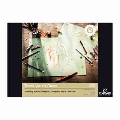 Rembrandt Toned Mixed Media Paper Pad Verona Green 11.7"x16.5" , 120lbs 93080021
