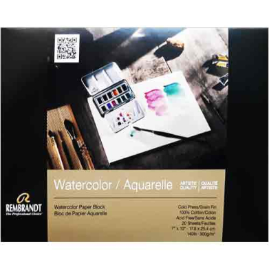 Rembrandt Watercolor Block Cold Press Fine 100% Cotton- 7"X10" (20shts)   RT93078001