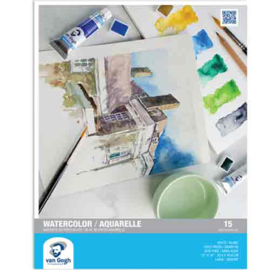 Royal Talens Van Gogh Watercolor Paper Block   12"x16" - White Cold Press (15 Sheets, 140lb)   94178004
