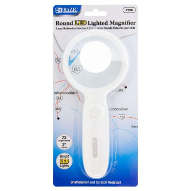 Bazic 3" Round 2x LED Lighted Magnifier    BZ2706