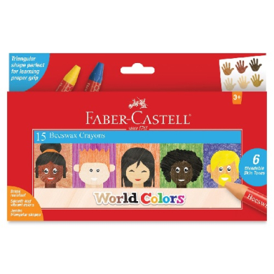Faber-Castell Jumbo Triangular Beeswax Crayons World Colors 15ct  FC14352