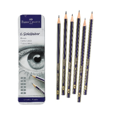 Faber Castell Creative Studio Goldfaber Graphite Sketching Set  6ct Metal Tin  FC900010