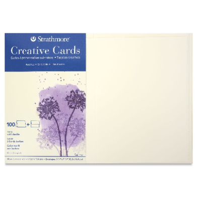Strathmore Creative Cards and Envelopes - Ivory White with Deckle Edges, 5" x 6-7/8", 100Pk ST105-630