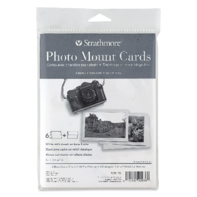 Strathmore Photo Mount Cards & Envelopes 5" x 6.875"  (6pk, 80lb) White with Classic Emboss  ST205-182