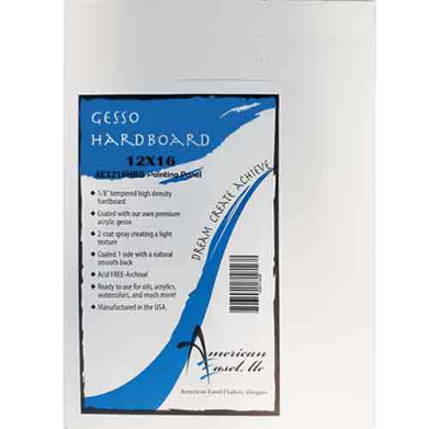 American Easel Tempered Gessoed Hardboard Panel 12"x16"  AE1216HBG