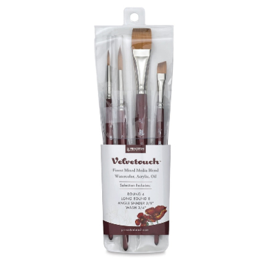 Princeton Velvetouch Mixed Media Brush Set- 4pc short handle