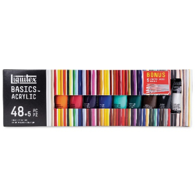 Liquitex Basics Acrylic 22ml Tube Set - 48ct + 5 Bonus Brushes