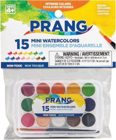 Prang15ct Mini Watercolor Pan Set With Brush   PRX14699