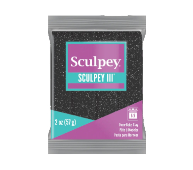 Sculpey III Oven-Bake Clay (2oz bar) - Black Glitter