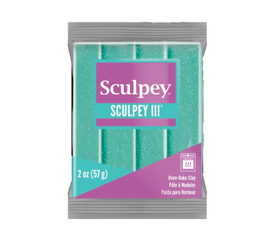 Sculpey III Oven-Bake Clay (2oz bar) - Turquoise Glitter