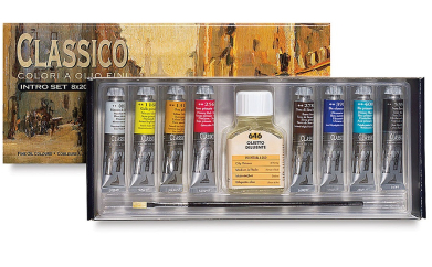 Maimeri Classico Oil Paint Intro Set 8ct 20ml + Thinner & Brush