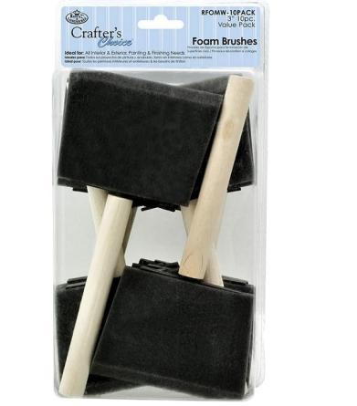 Royal Langnickel Crafters Choice 3" Poly Foam Brushes Wooden Handle 10 pieces