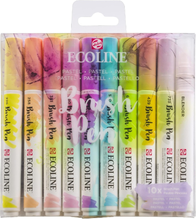 Royal Talens Ecoline Brush Pen Set of 10 Liquid Watercolor Pens –(10 Pack) Pastels  11509801