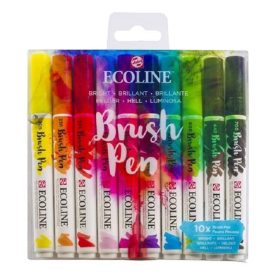 Royal Talens Ecoline Brush Pen Set of 10 Liquid Watercolor Pens –(10 Pack) Bright Colors 11509803