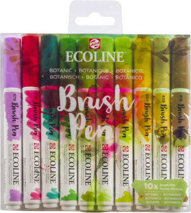 Royal Talens Ecoline Brush Pen Set of 10 Liquid Watercolor Pens –(10 Pack) Botanic Colors 11509804