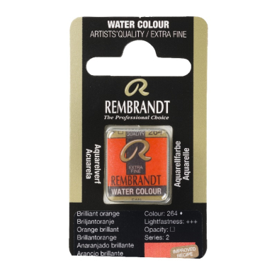 Rembrandt Professional Watercolor Half Pan -264 Brilliant Orange