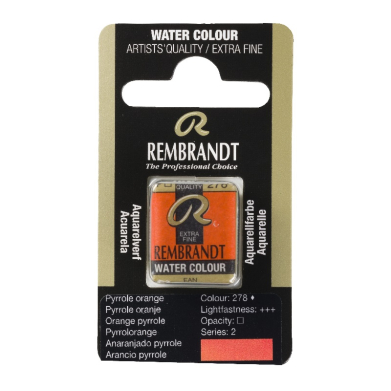 Rembrandt Professional Watercolor Half Pan -278 Pyrrole Orange