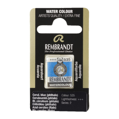 Rembrandt Professional Watercolor Half Pan - 535 Cerulean Blue Phthalo