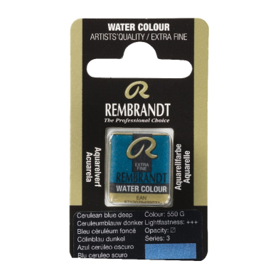 Rembrandt Professional Watercolor Half Pan -550 Cerulean Blue Deep