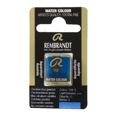Rembrandt Professional Watercolor Half Pan -598 Cerulean Blue Greenish