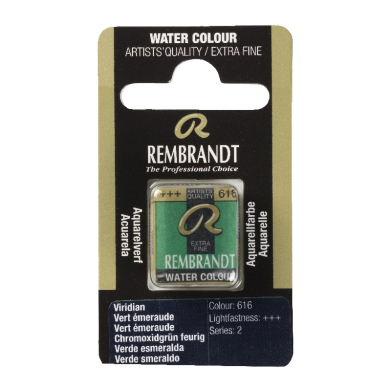 Rembrandt Professional Watercolor Half Pan - 616 Viridian