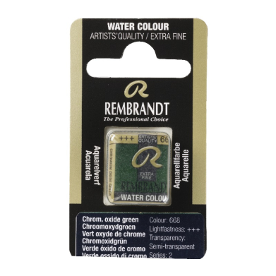 Rembrandt Professional Watercolor Half Pan - 668 Chromium Oxide Green