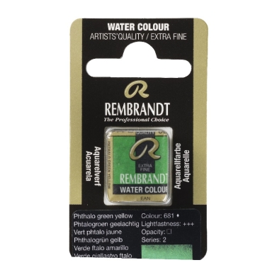 Rembrandt Professional Watercolor Half Pan - 681 Phthalo Green Yellow