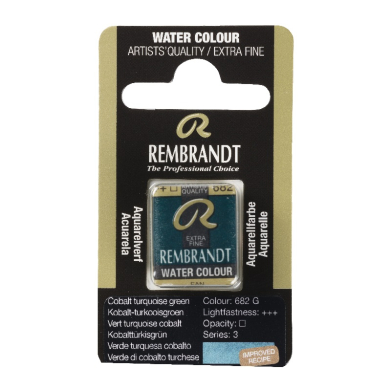Rembrandt Professional Watercolor Half Pan -682 Cobalt Turquoise Green