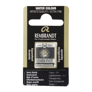 Rembrandt Professional Watercolor Half Pan -701 Ivory Black