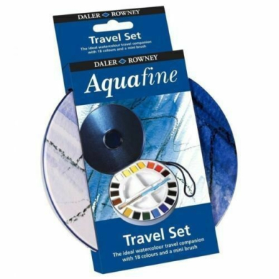 Daler Rowney Aquafine 18 Color Watercolor Travel Tin with Brush 131900030