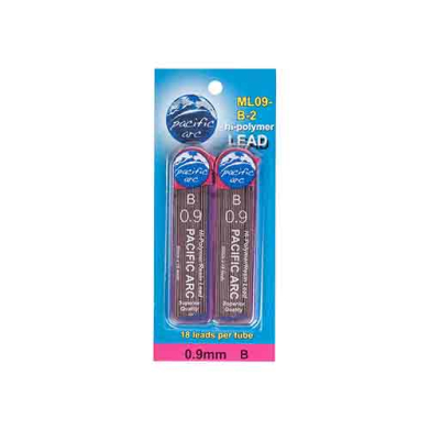 Pacific Arc Hi-Polymer Resin Mechanical Pencil Lead Refills  0.9mm B (2-18ct tubes)
