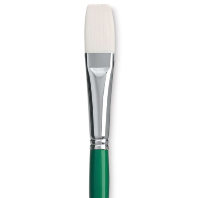 Princeton Summit 6100 Series White Synthetic Long Handle Brush for Oil & Acrylic - Flat 12
