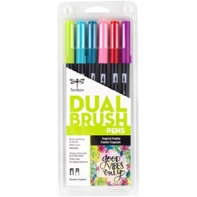 Tombow Dual Brush Pen Set - Tropical 6pk  56211