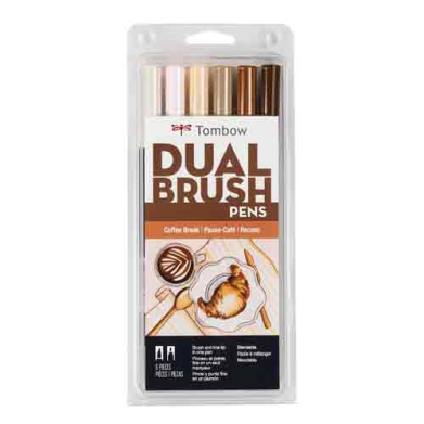 Tombow Dual Brush Pen Set - Coffee Break 6pk  56241