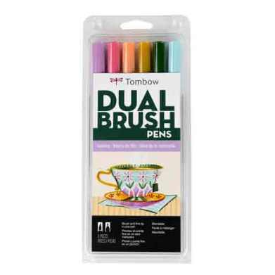 Tombow Dual Brush Pen Set - Teatime 6pk  56242