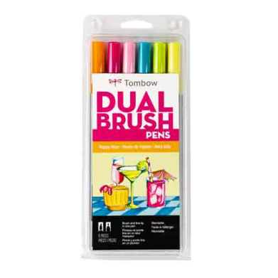 Tombow Dual Brush Pen Set - Happy Hour 6pk  56243
