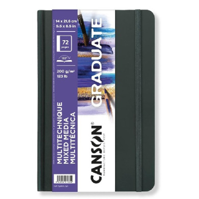 Canson Graduate Mixed Media Hard Cover Book 5.5" x 8.5"  (72 Sheets, 123lb)  CN31200L030