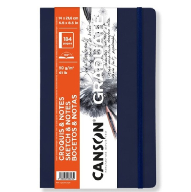 Canson Graduate Sketch & Notes Blue Soft Cover Book 5.5" x 8.5"  (184 pages, 61lb)  CN31200L046