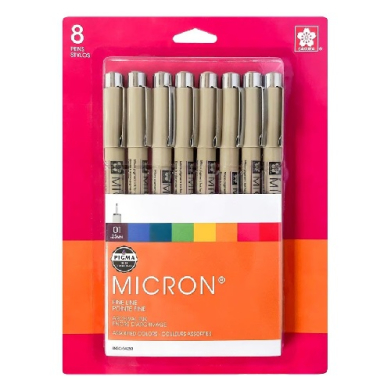 Sakura Pigma Micron Fineline (01)Pens Cube - Rainbow (8pc)  54253
