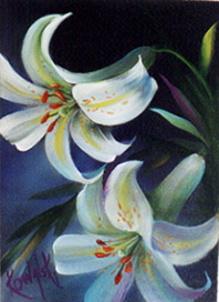 Bob Ross How-To Painting Packet Florals - White Lillies w/ Border RKP036