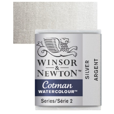 Winsor & Newton Cotman Half Pan Watercolor - Silver   0301617