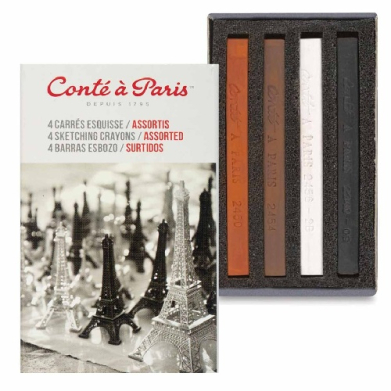 Conté á Paris Assorted Matchbox Sketching Conte Crayons Set  4ct  50102ea
