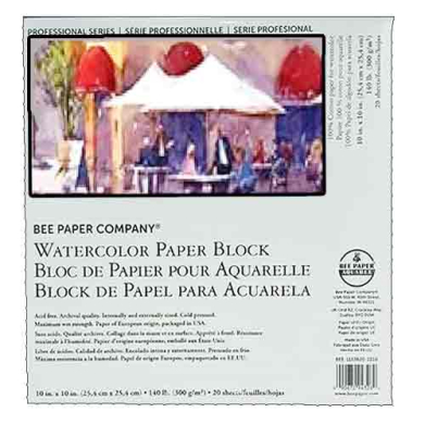 Aquabee 100% Cotton Watercolor Paper Block 10x10 (20sht,140lb) Cold Press