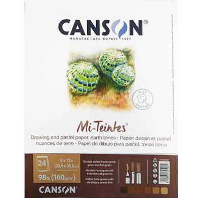 Canson Mi-Teintes drawing and pastel paper pack for earth-tone tones, showing the brand logo on the box.