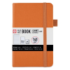 Orange cover notebook with elastic band and side tag, a compact pocket-friendly design
