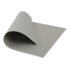 Grey sheet of paper curling at the corner, with a curved edge lifting upward.